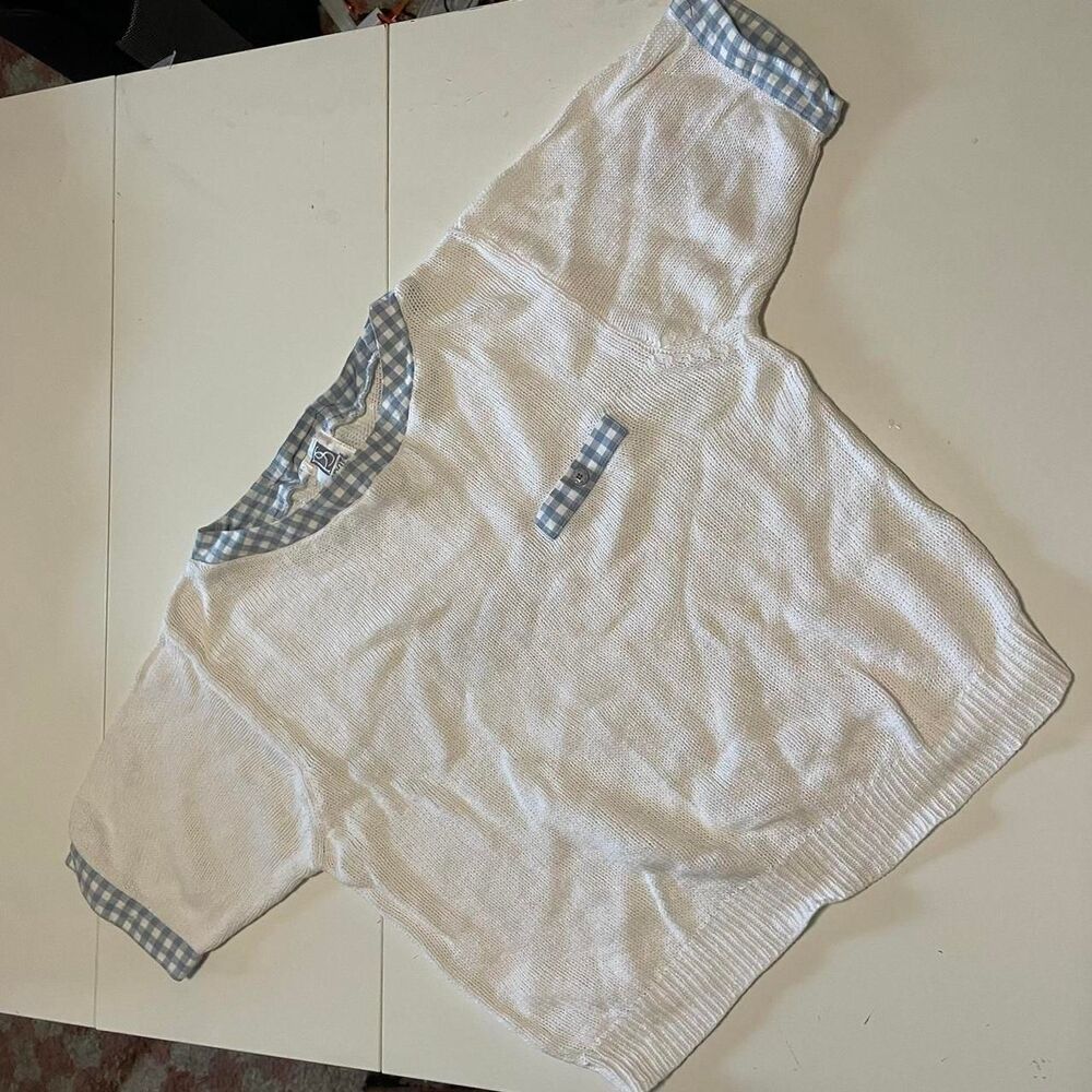 Blue Gingham Knit Tee